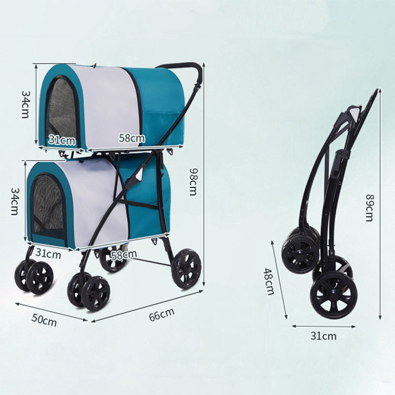 Mesh Window Double Dog Stroller