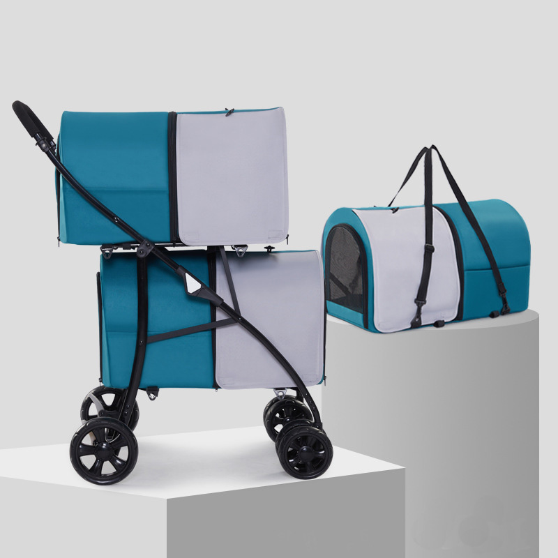 Foldable Double Pet Stroller 2 Dogs