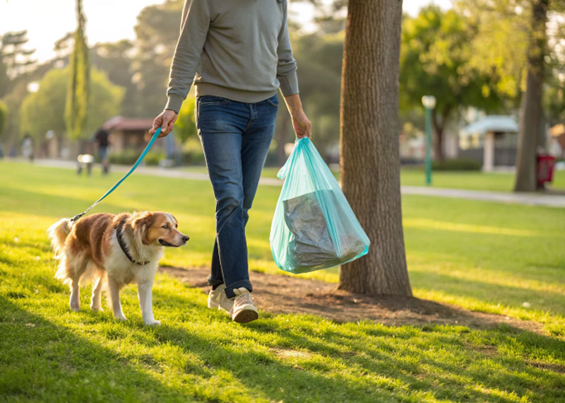Essential for dog walking: eco-friendly dog poop bags, making your stroll more relaxed and carefree.