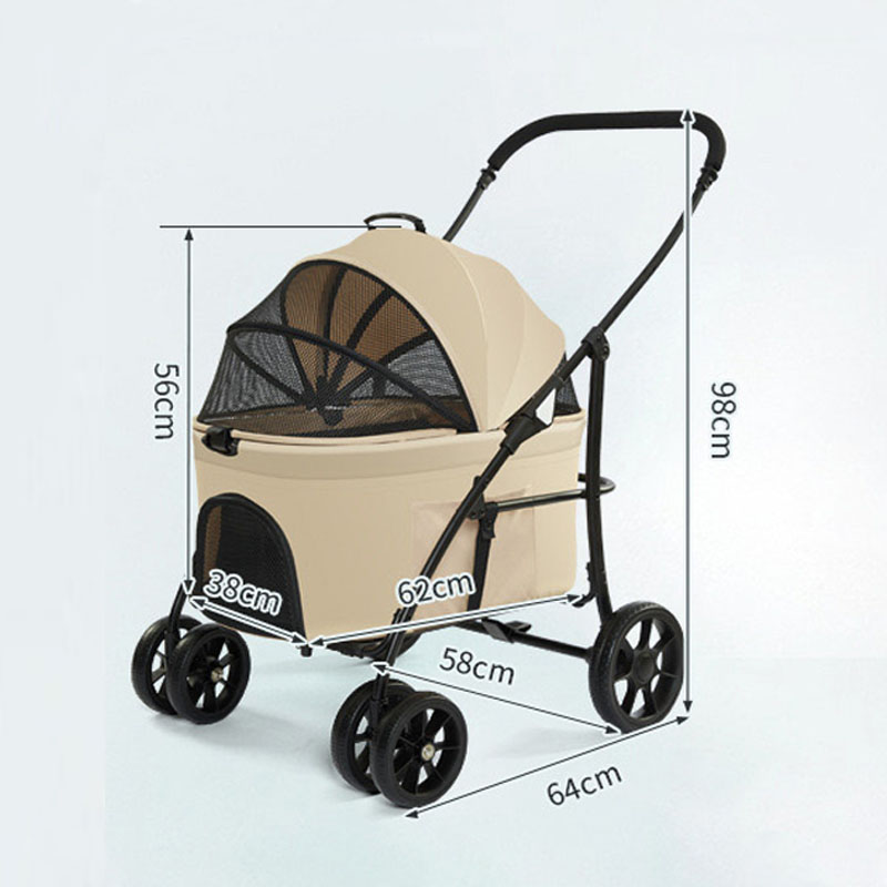 Privacy Linen Mesh Canopy Double Pet Stroller